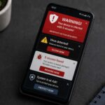 Smartphone showing fake virus warning popups causing concern
