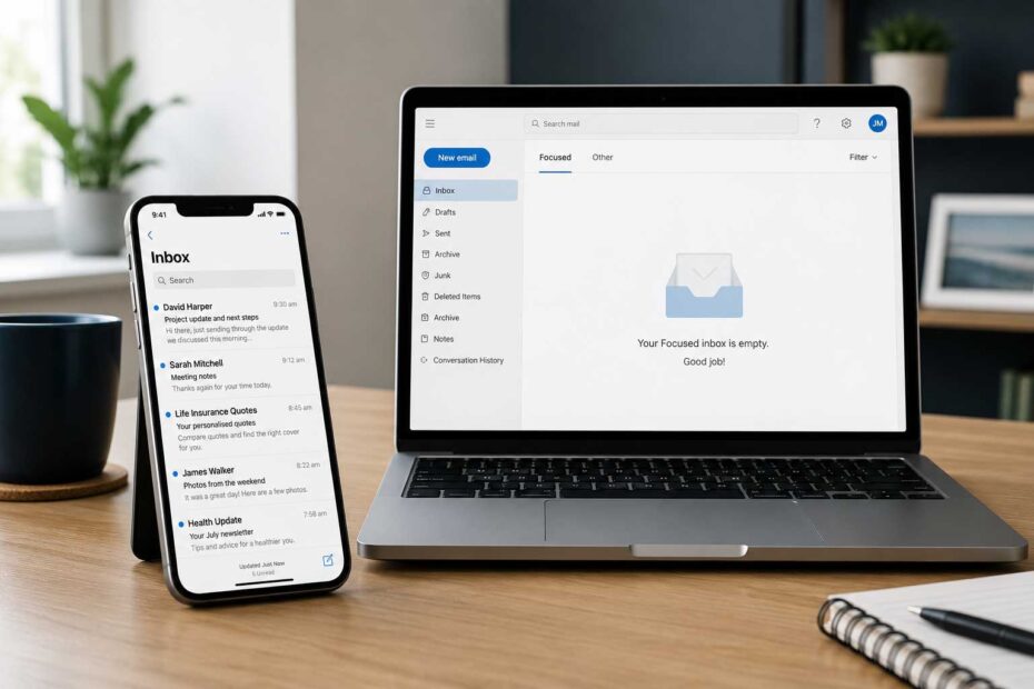 Emails appearing on a phone but not syncing to a computer