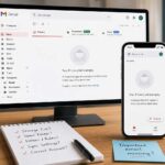 Gmail inbox on a computer and phone with storage, spam and sync problems