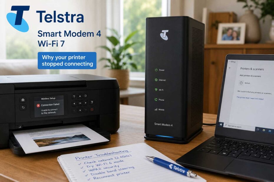 Wireless printer failing to connect to a new Wi-Fi modem in a home office