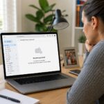 Person checking for a missing email from one sender on a laptop