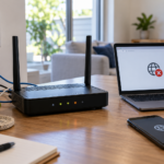 New modem or router connected to home devices but without internet access.