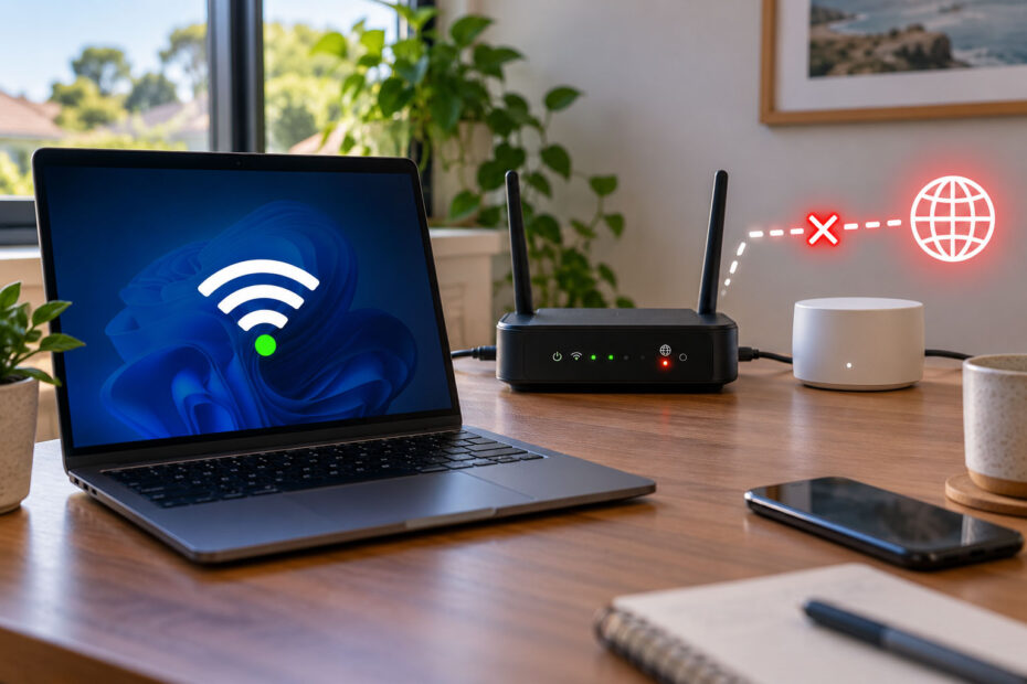 Laptop staying connected to Wi-Fi while the internet connection repeatedly drops out